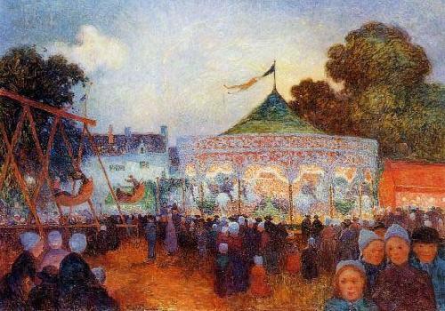 unknow artist Carousel at Night at the Fair France oil painting art